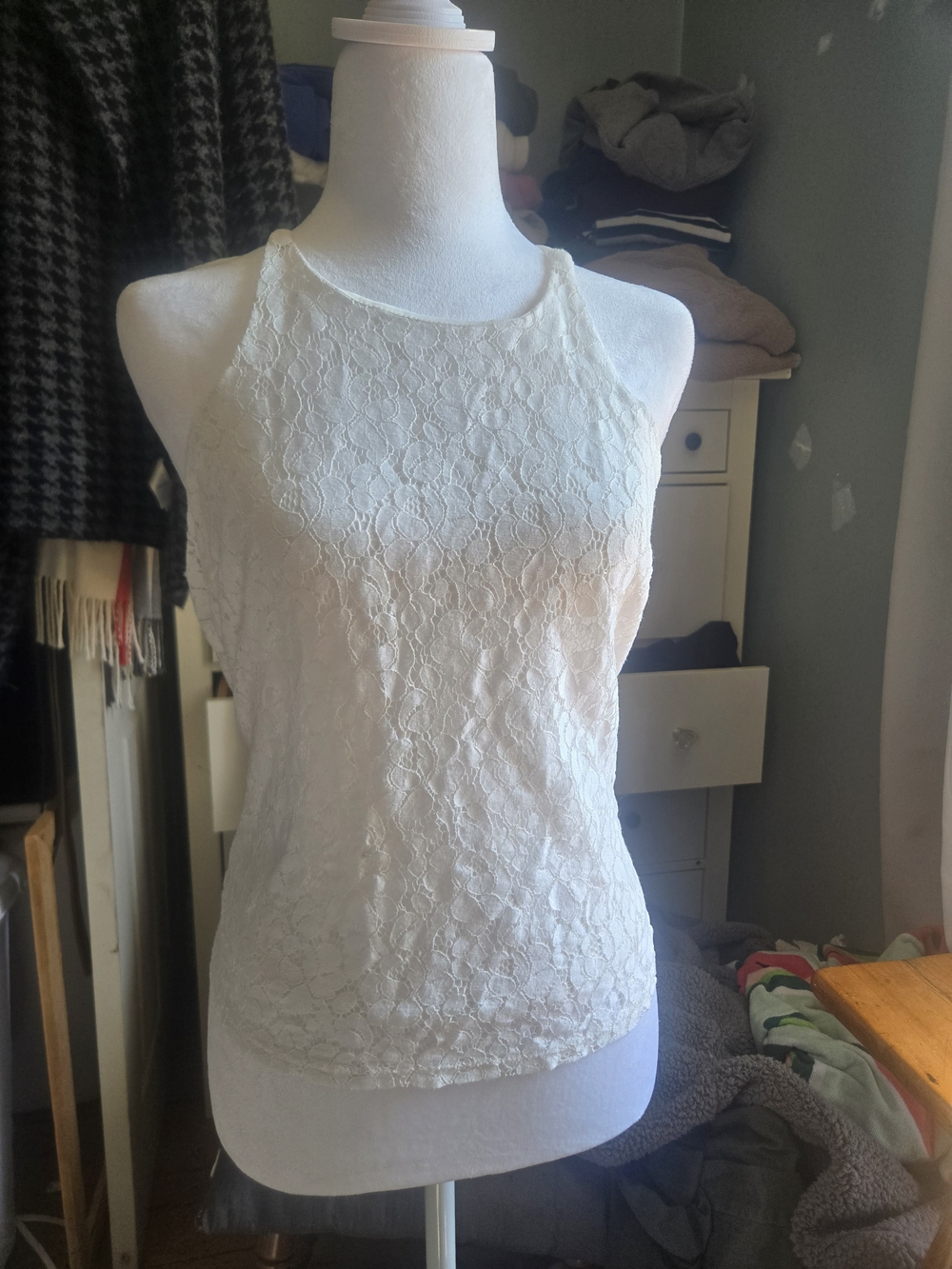 Women's Cream Lace Tank Top